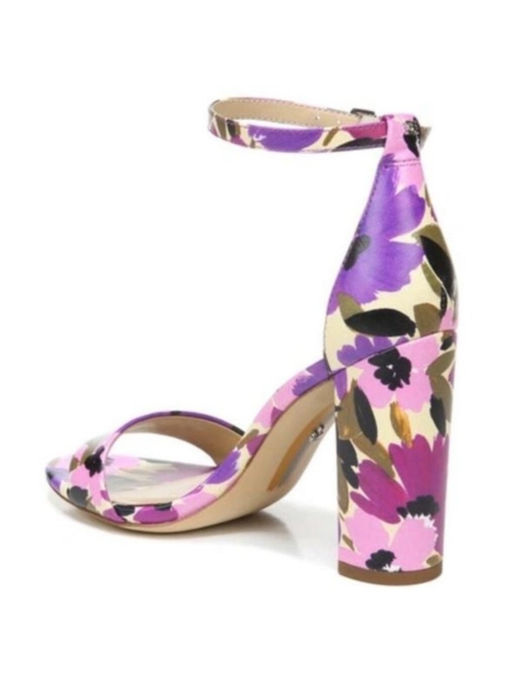 Sam Edelman Shoes Yaro Violet Floral Ankle-Strap Block Heel Sandals 7.5 - Picture 2 of 12